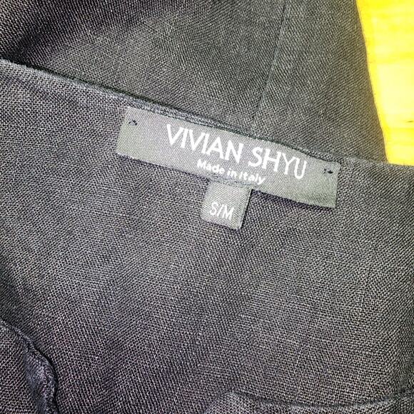VIVIAN SHYU sz S/M black asymmetrical hi low sleeveless linen top Italy - Picture 8 of 8